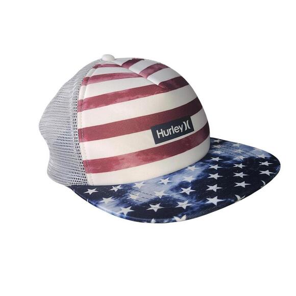 Hurley Men's Stars & Stripes Trucker Snapback Hat - Used - Picture 6 of 8
